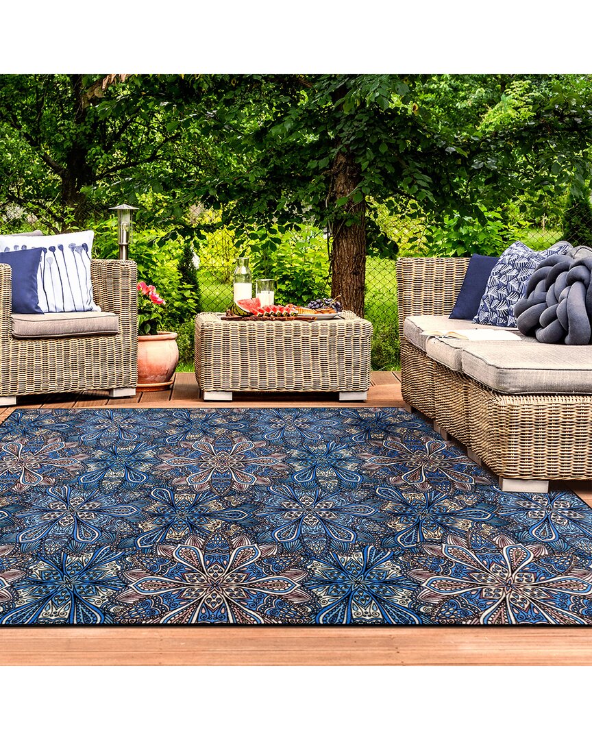 Superior Cassidy Machine Washable Outdoor Rug 5x8 In Blue