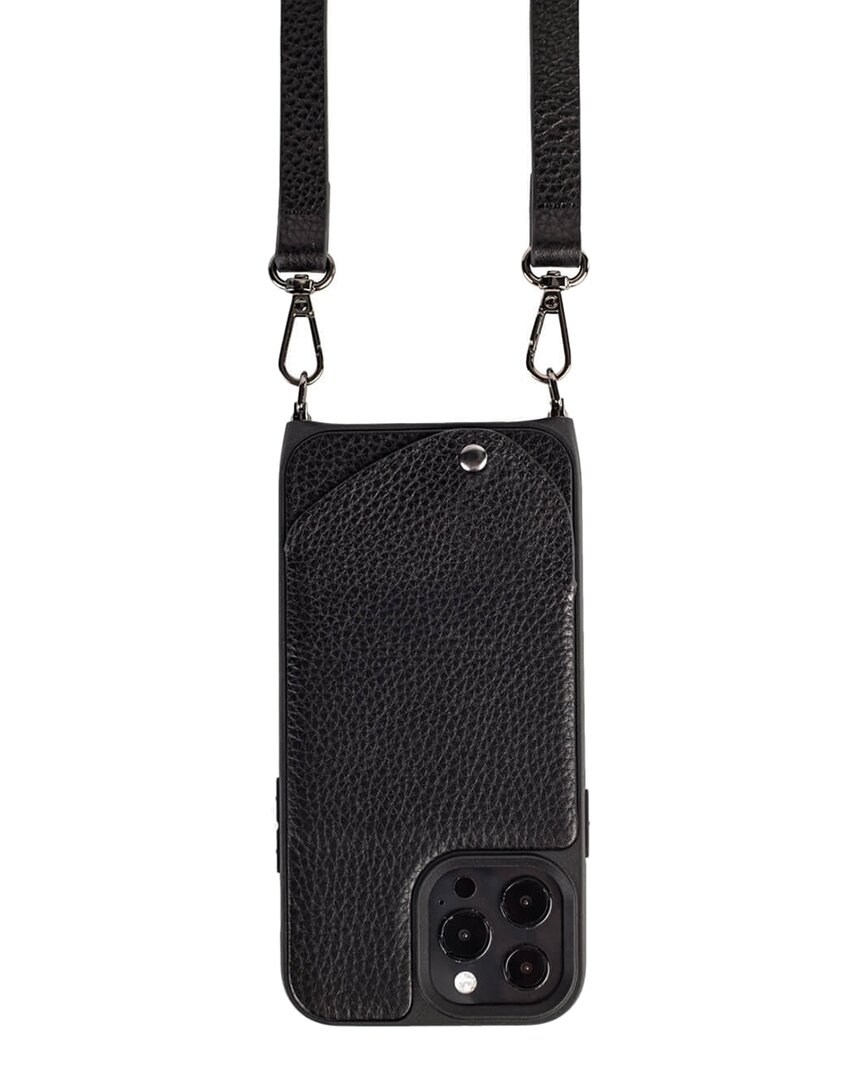 Noemie Napa Crossbody Holder For Iphone 13 Pro Max / 12 Pro Max In Black