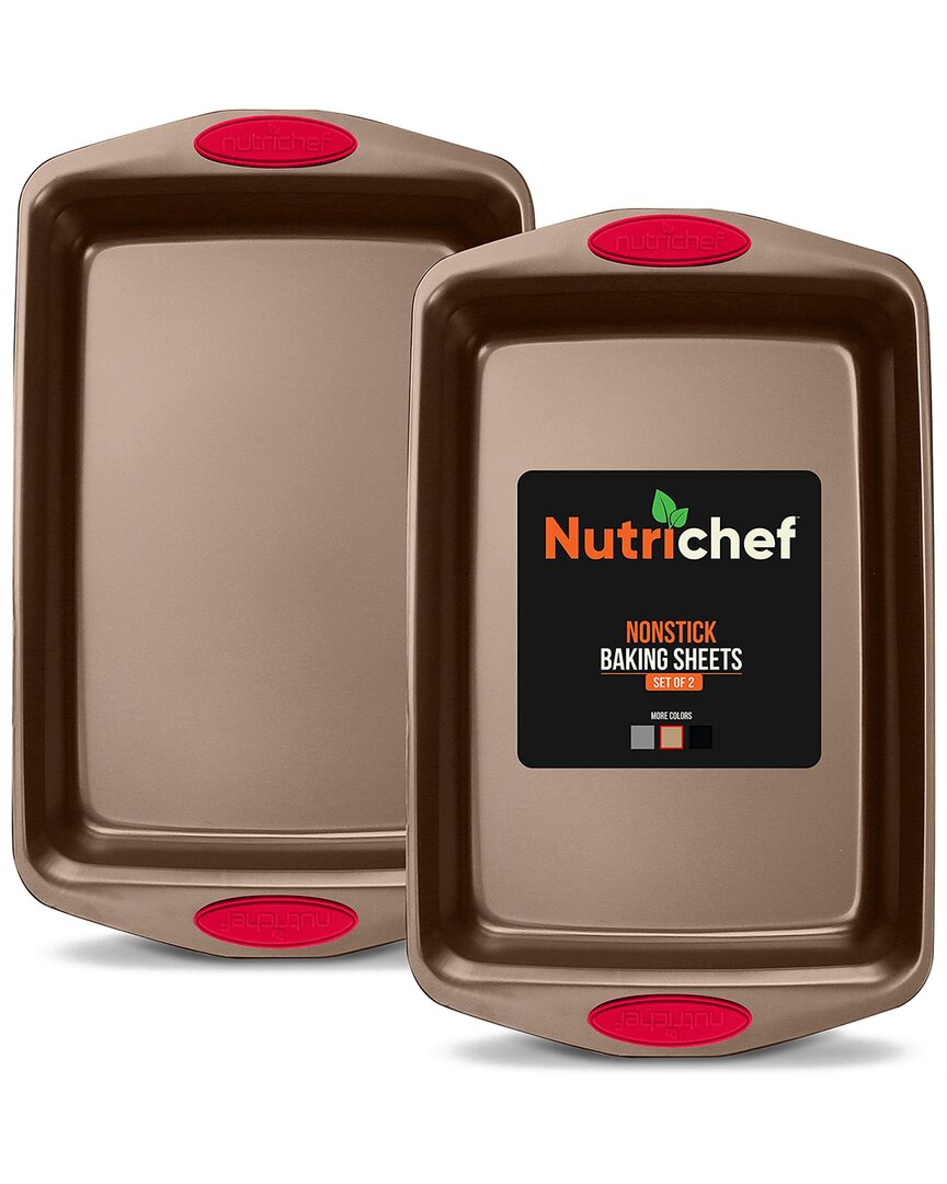 Nutrichef Gold 2pc Cookie Sheet Set In Brown