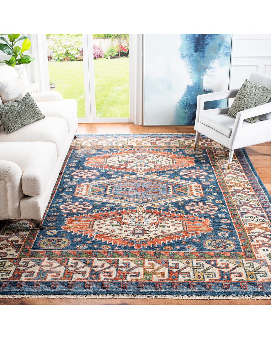 Safavieh Samarkand Hand Knotted Wool Rug In Blue