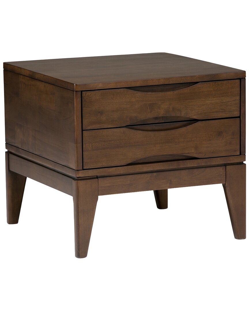 Simpli Home Harper Solid Hardwood 22in Square Mid Century Modern End Side Table