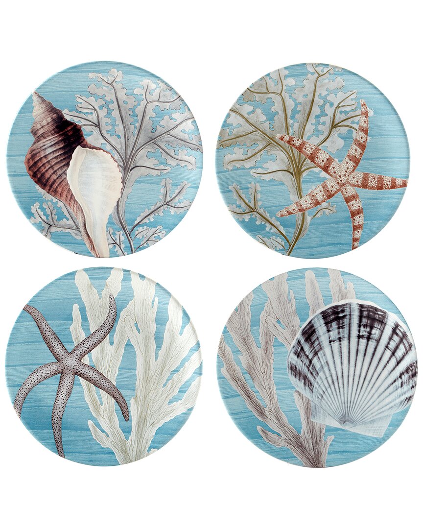 Certified International Beyond The Shore Set Of 4 Salad Plates In Blue