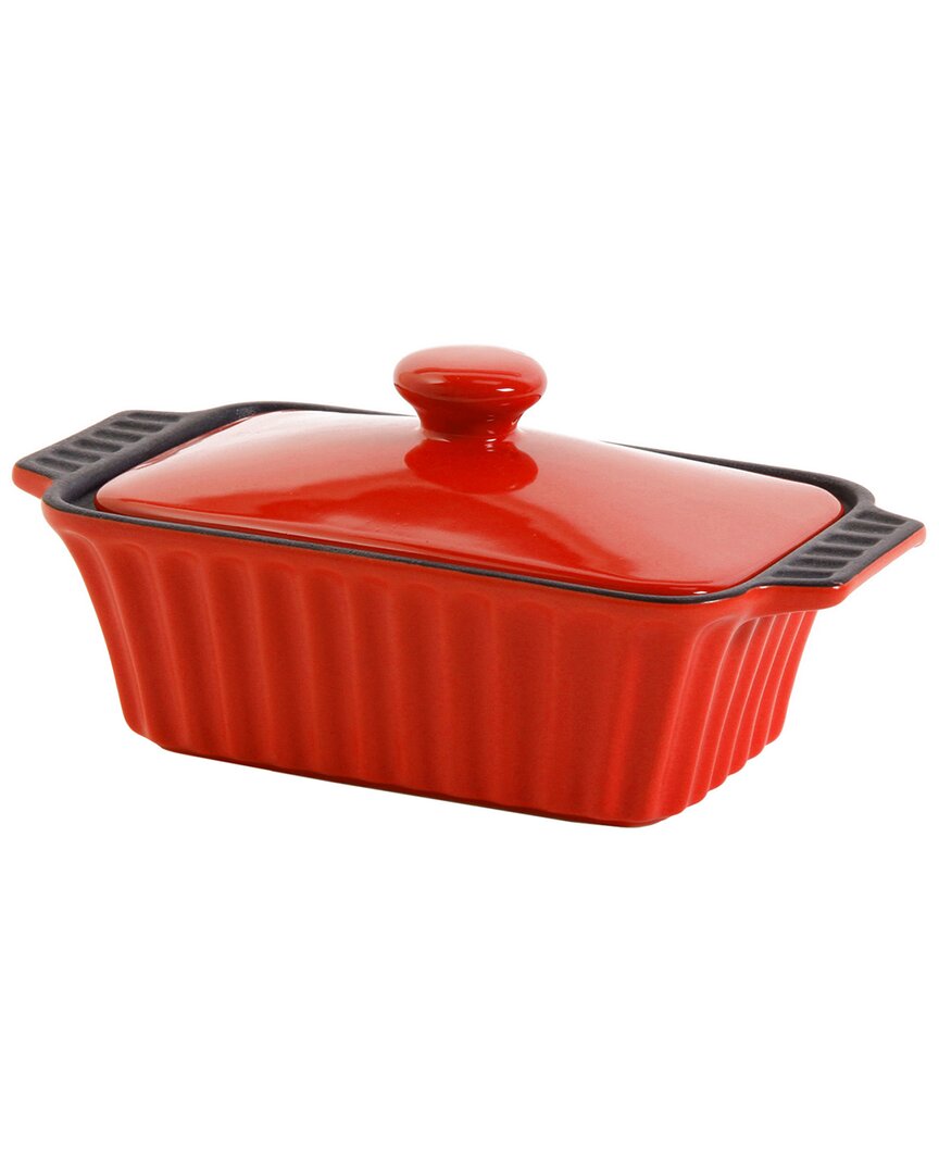 Crock-pot Crockpot Denhoff 8.5in Non Stick Ribbed Casserole With Lid In Red