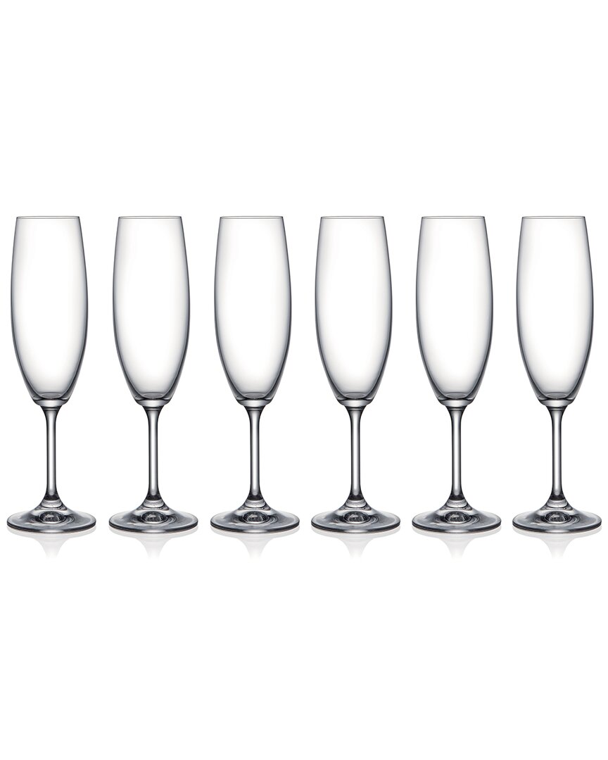 Barski European Lead-free Crystalline Wedding Champagne Flute Glasses Set Of 6 In Clear