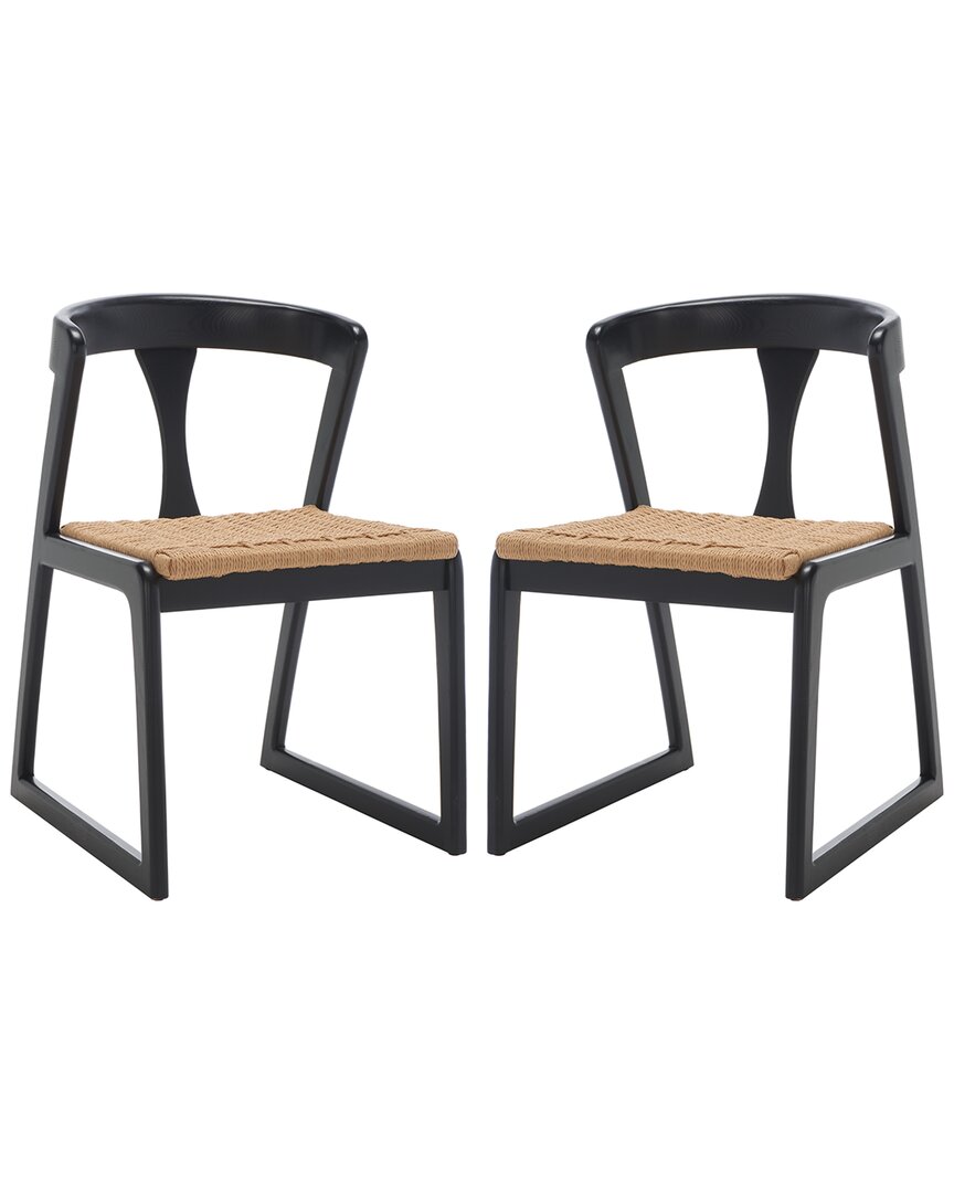 Safavieh Couture Set Of 2 Jamal Black Woven Dining Chairs In Black