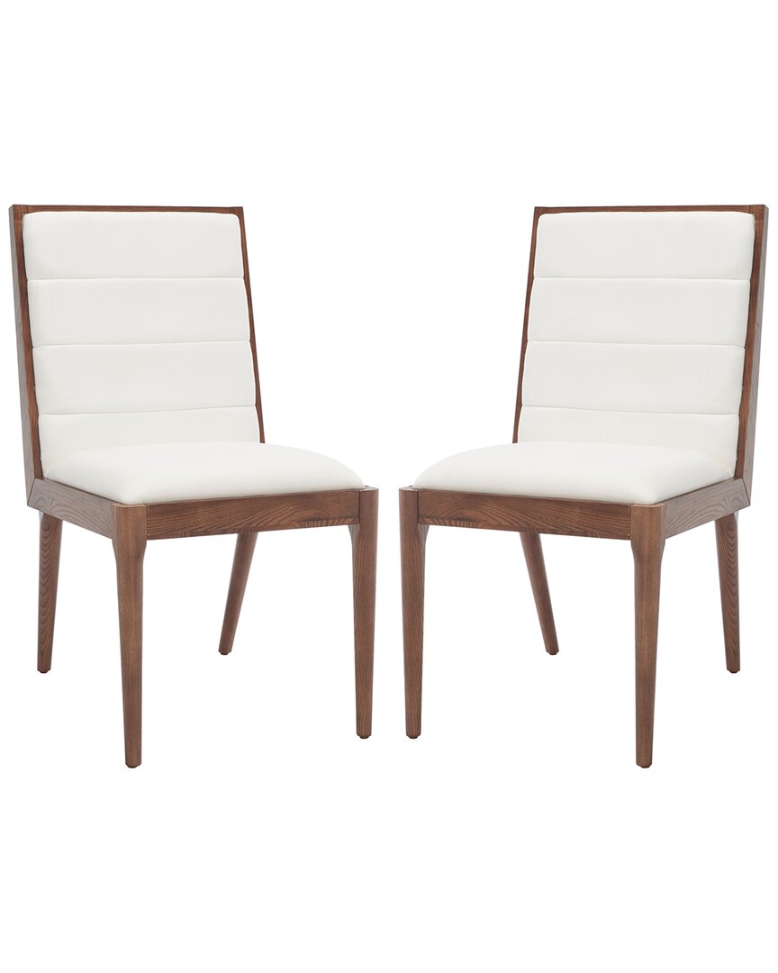 Safavieh Couture Set Of 2 Laycee Walnut & Linen Dining Chairs In Brown