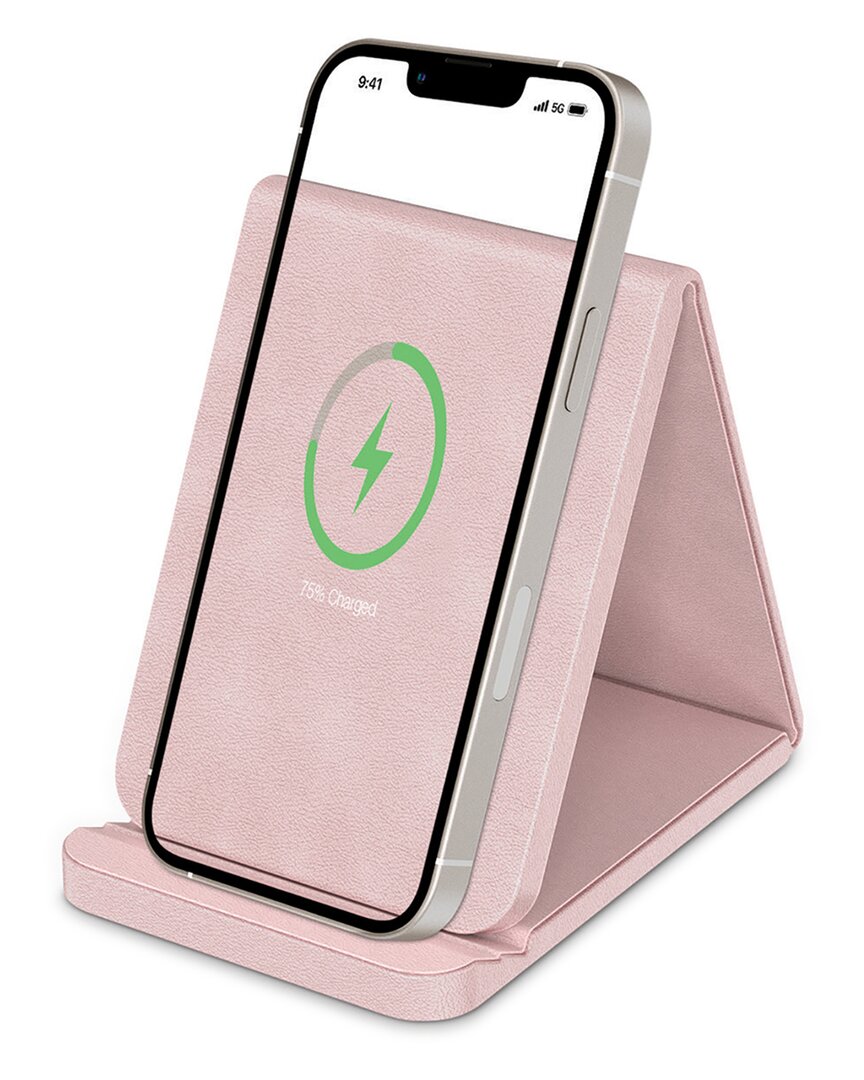 Phunkee Tree Folding Leather Wireless Charging Stands In Pink