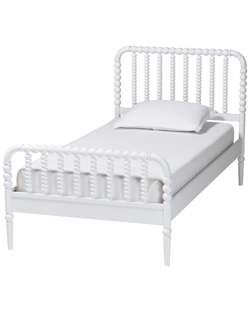 Baxton Studio Lucera Mid-century Twin Size Bobbin Bed In White