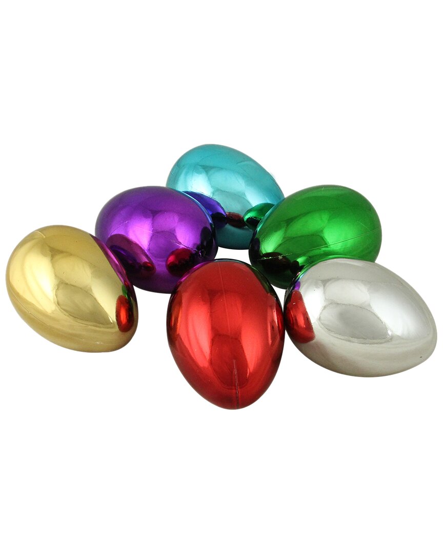 Northlight Set Of 6 Metallic Medium Easter Egg Decorations In Multi