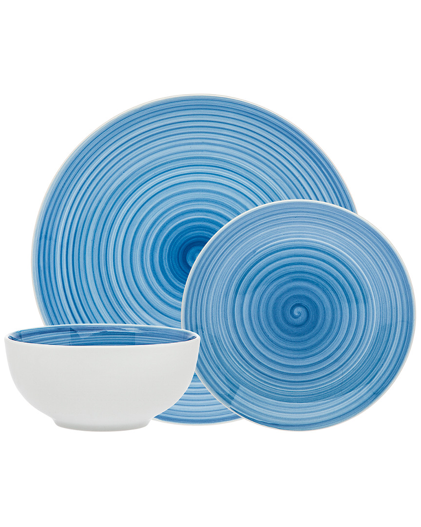 Godinger Spiral Blue 12 Piece Porcelain Dinnerware Set