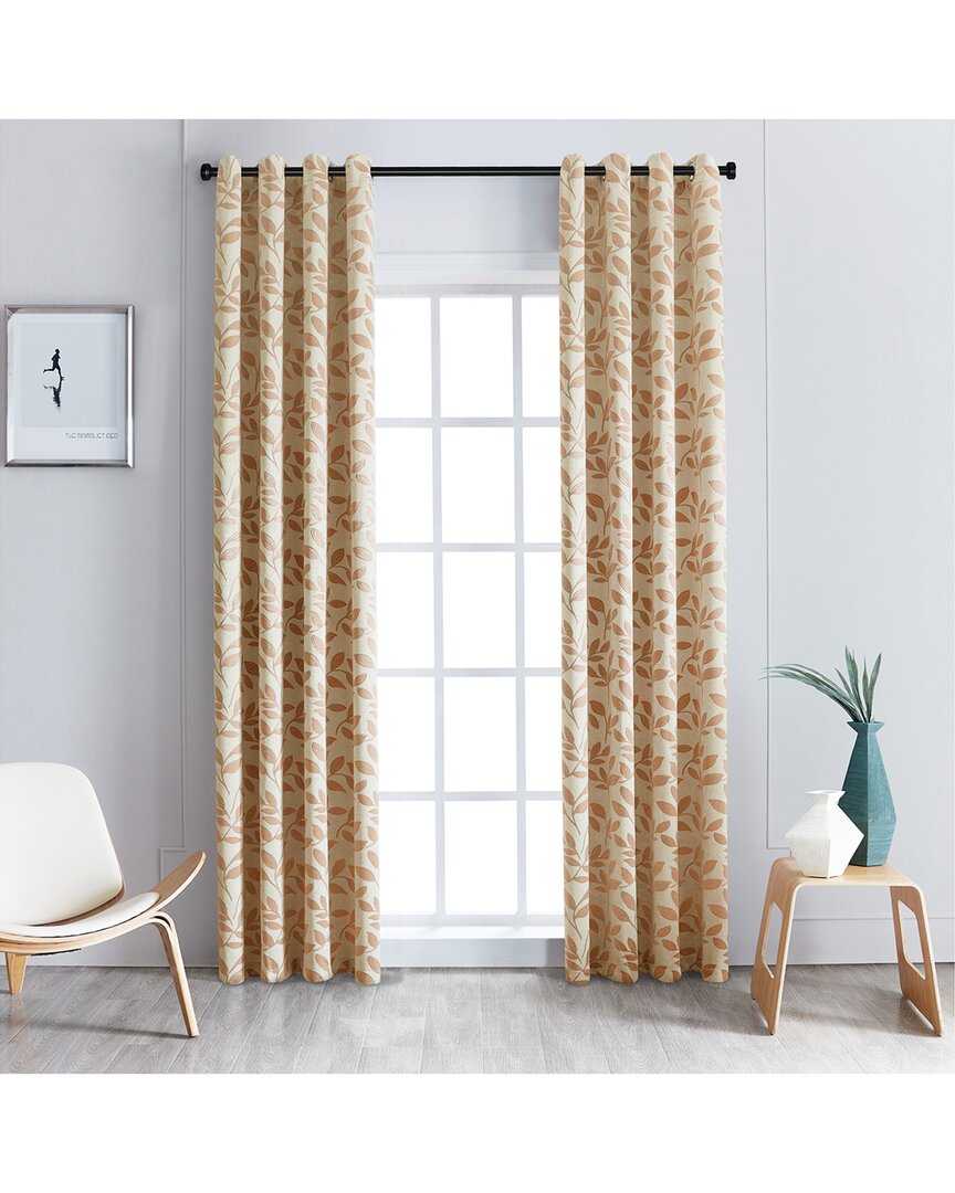 Superior Leaves Blackout Panel Curtains (set Of 2) In Bronze