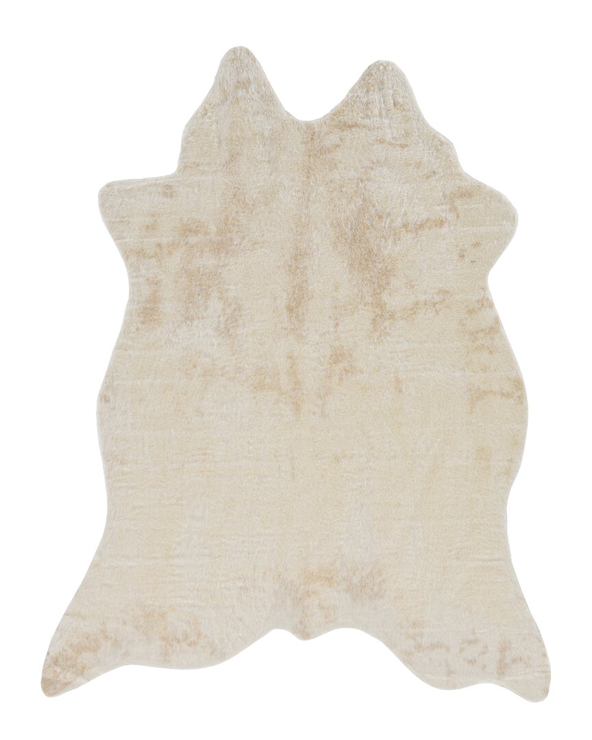 Linon Cow Design Area Rug In Ivory