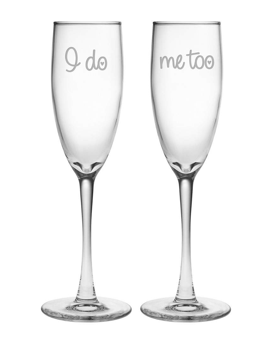 Susquehanna Glass Set Of 2 I Do Me Too Champagne Flute Glasses