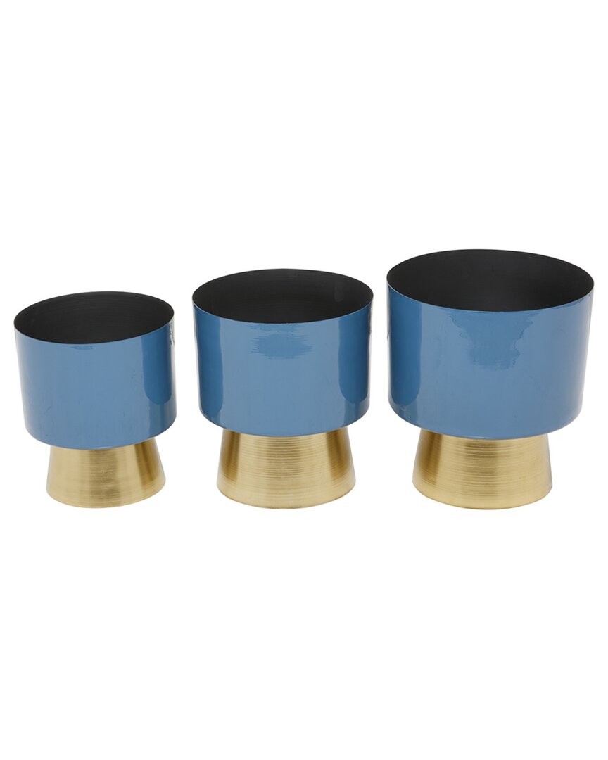 Peyton Lane Set Of 3 Modern Planters In Blue