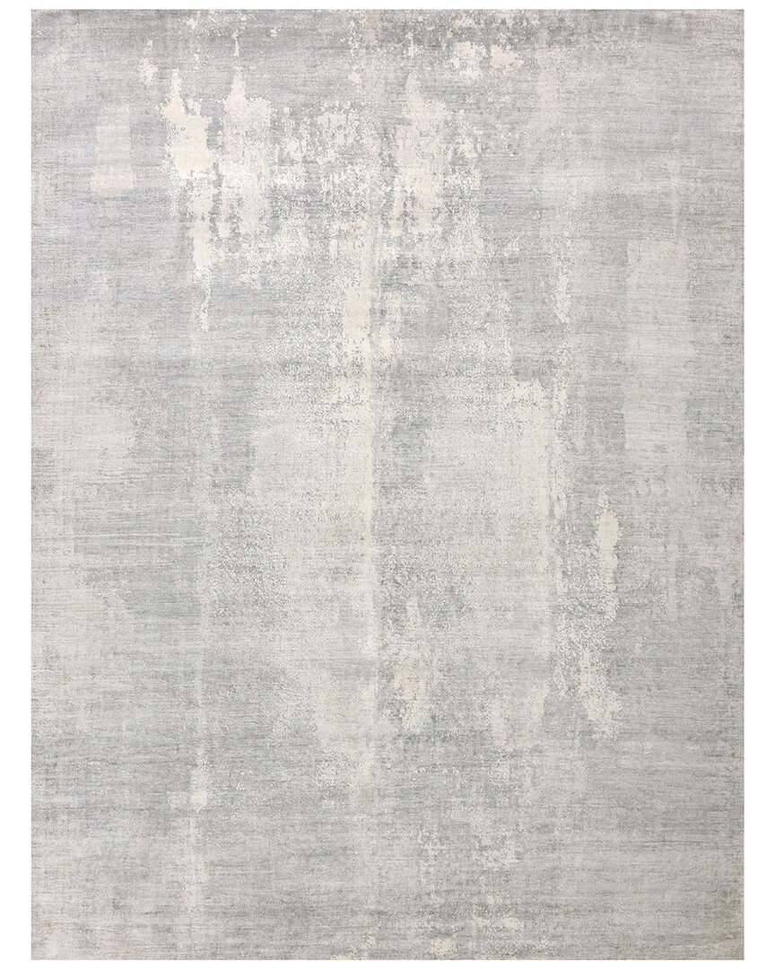 Exquisite Rugs Fine Pure Silk Hand-knotted Silk Rug In Silver