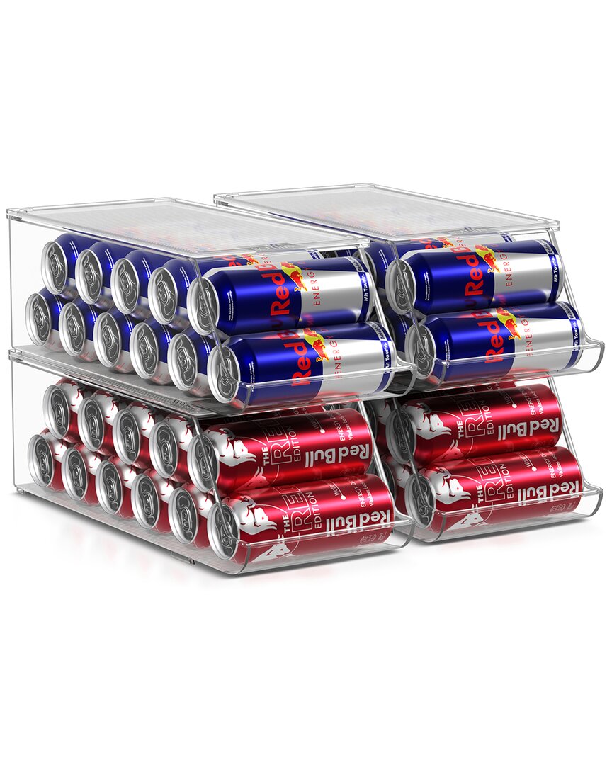 Sorbus Set Of 4 Acrylic Slim 12-can Organizers In Transparent
