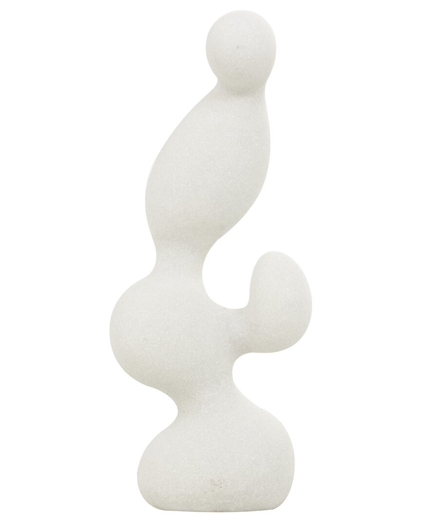 PEYTON LANE PEYTON LANE ABSTRACT WHITE POLYSTONE CURVED SHAPED SCULPTURE WITH SPECKLED TEXTURING