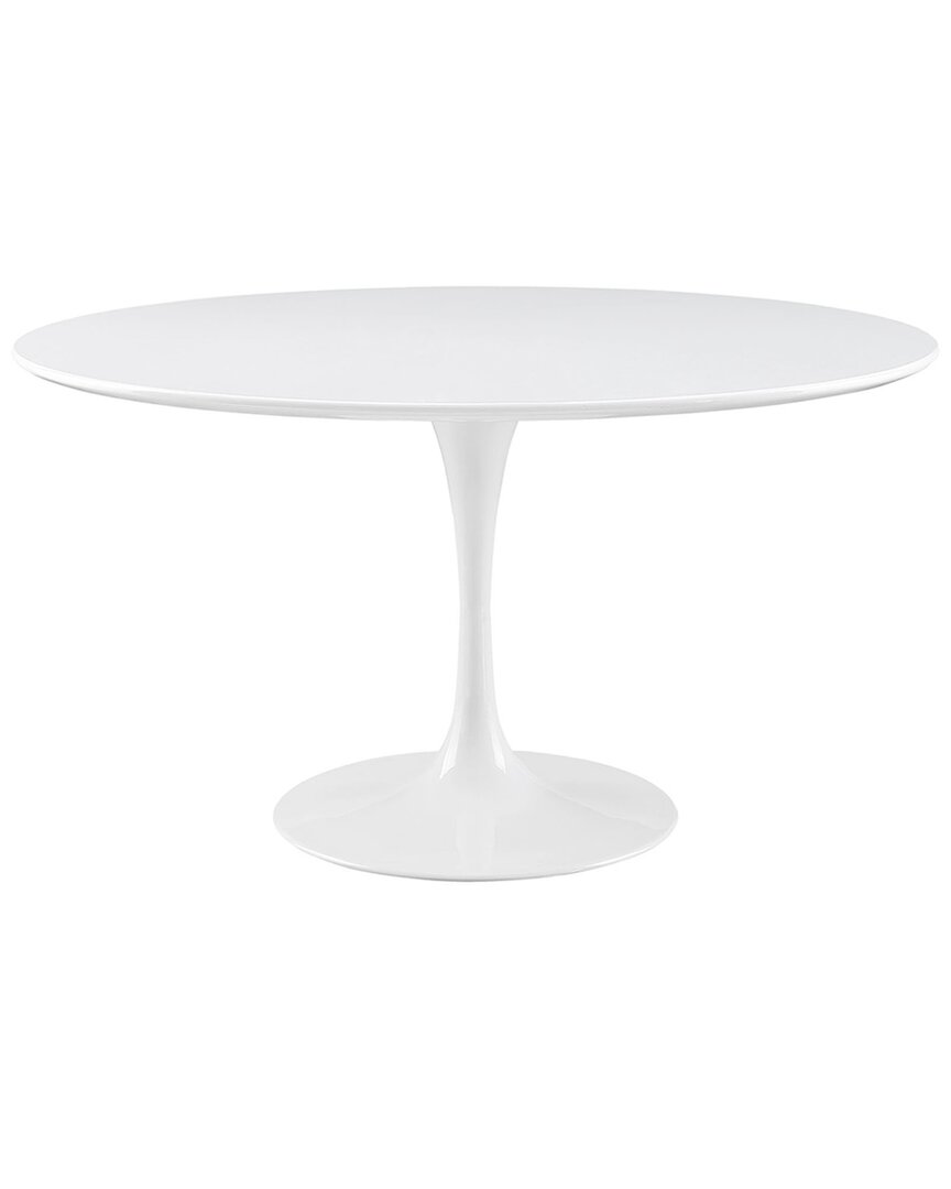 Modway Lippa 54in Round Wood Top Dining Table In White