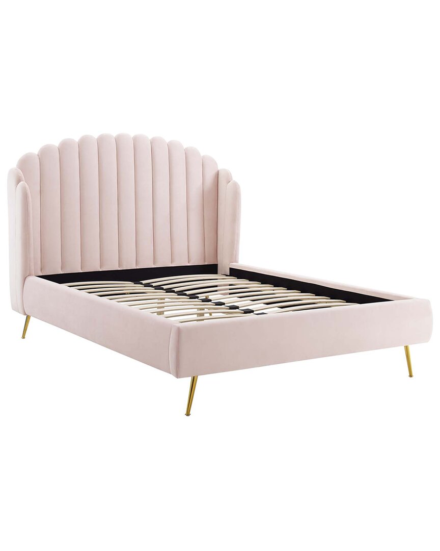 Modway Lana Queen Performance Velvet Wingback Platform Be In White