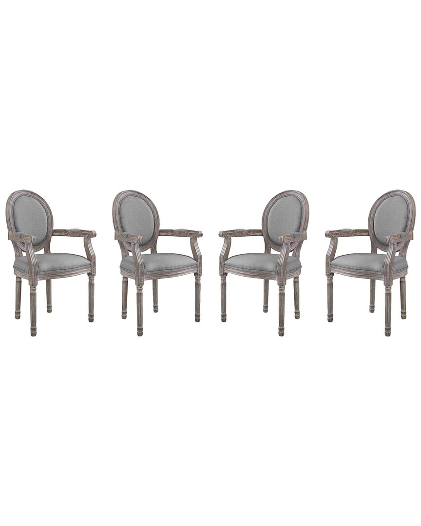 Modway Set Of 4 Emanate Upholstered Dining Armchairs In Grey