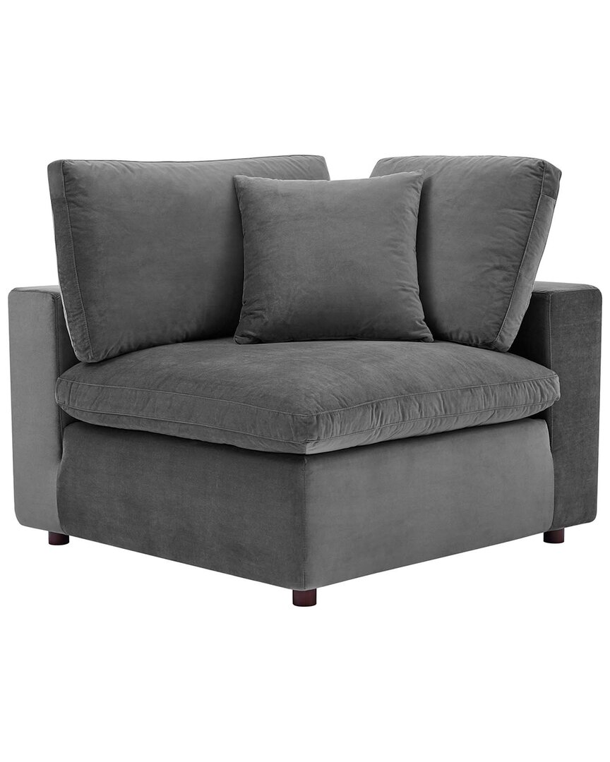 Modway Commix Down Filled Overstuffed Performance Velvet Corner Chair In Grey