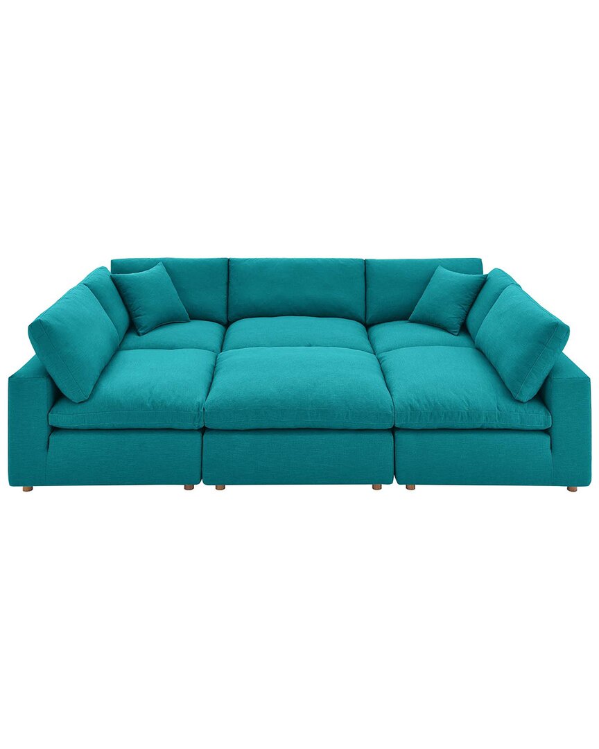 Modway Commix Down Filled Overstuffed 6pc Sectional Sofa In Blue