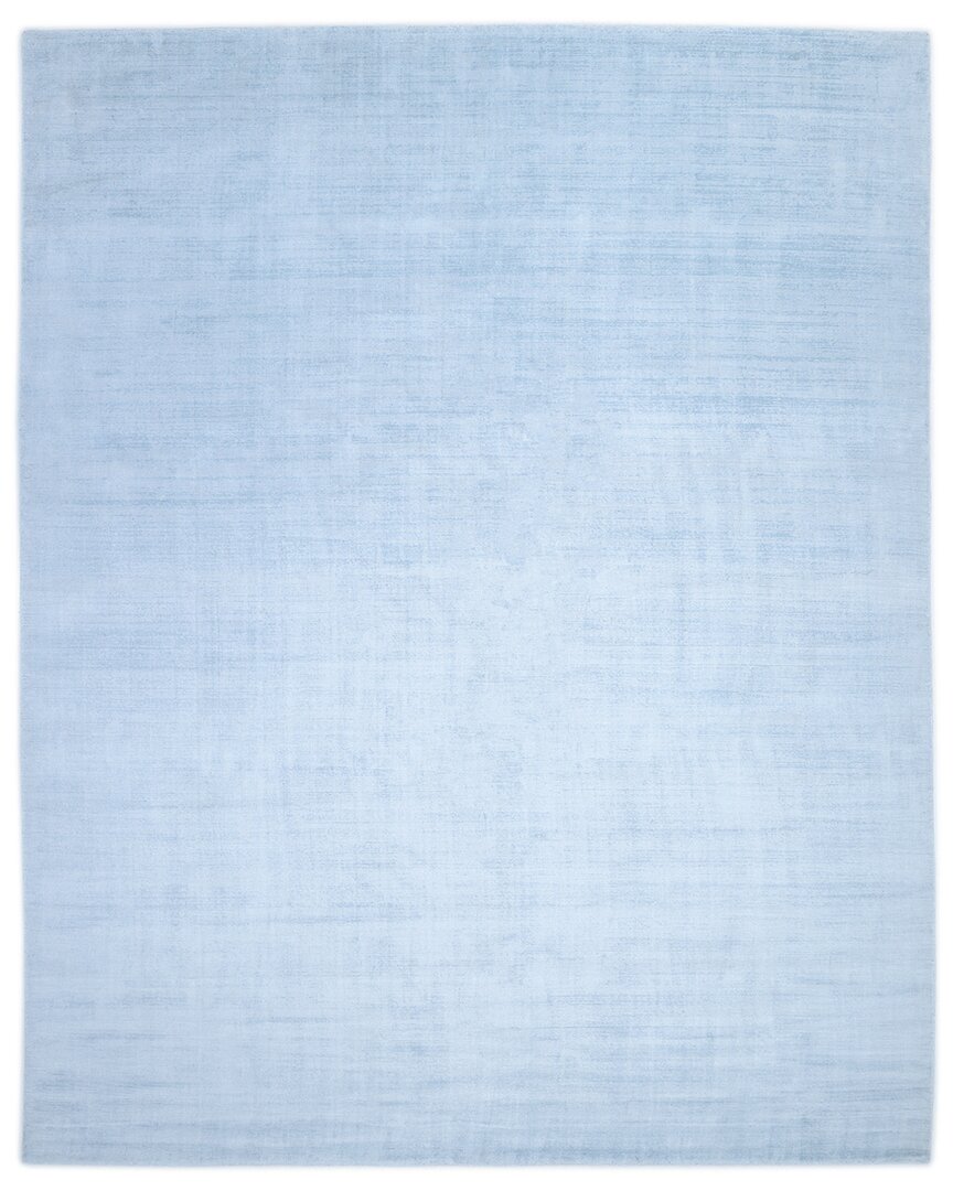 Solo Rugs Milo Contemporary Solid Hand-loomed Area Rug In Blue