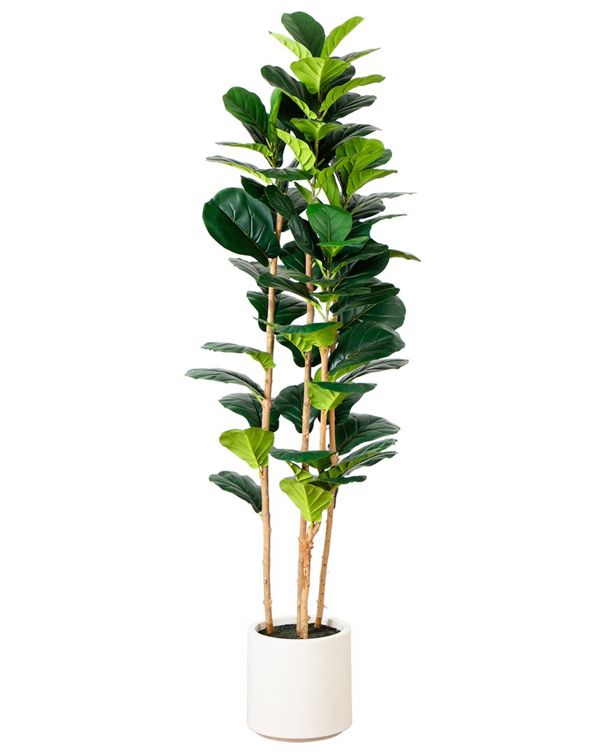 Nearly Natural 6ft. Artificial Fiddle Leaf Tree In Decorative Whi