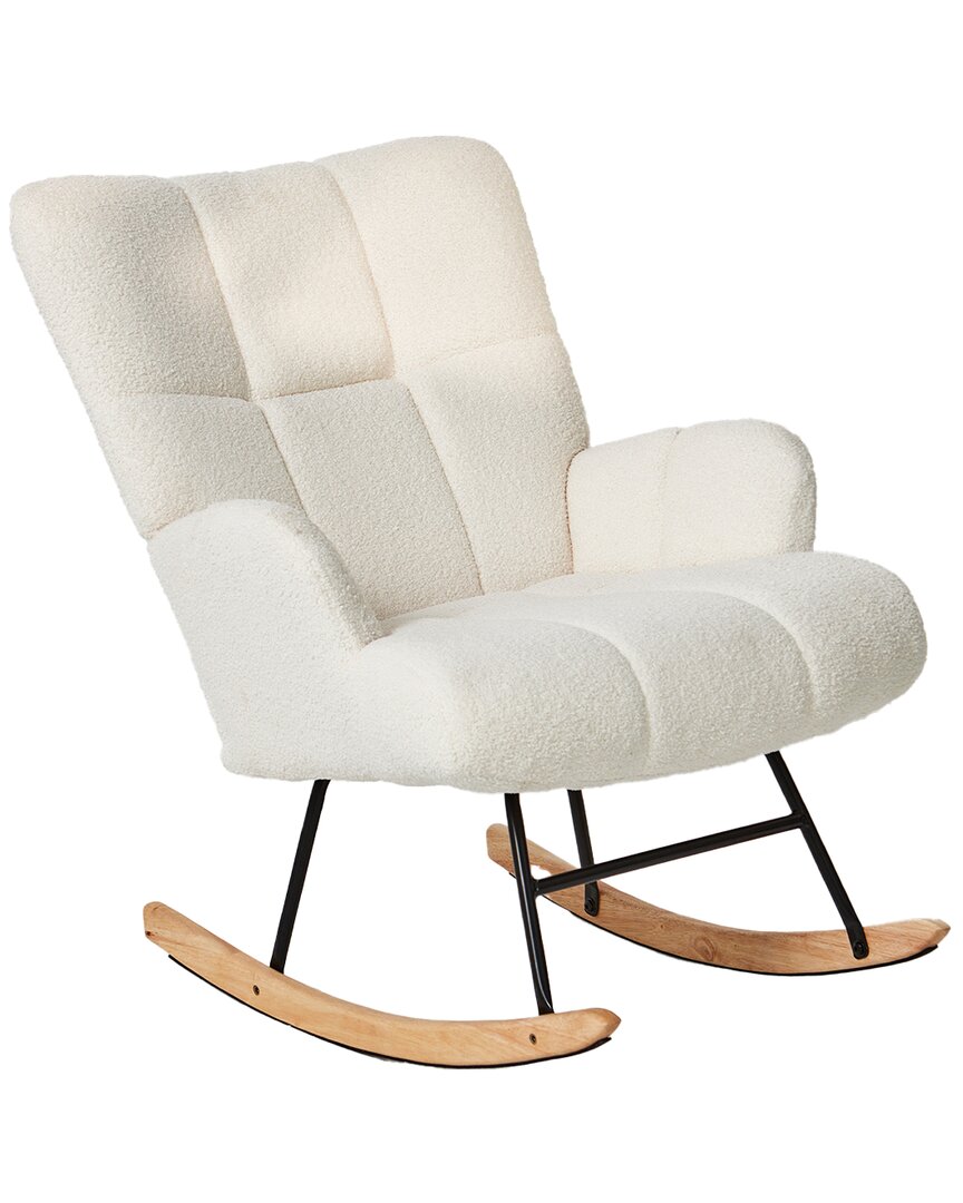 Unikome Upholstered Teddy Velvet Rocking Accent Chair With High Back