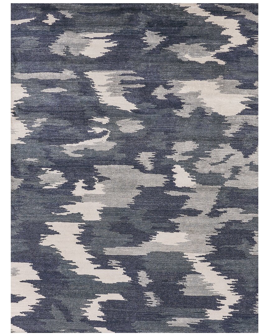 Exquisite Rugs Bamboo Silk Hand-knotted Navy Blue Area Rug
