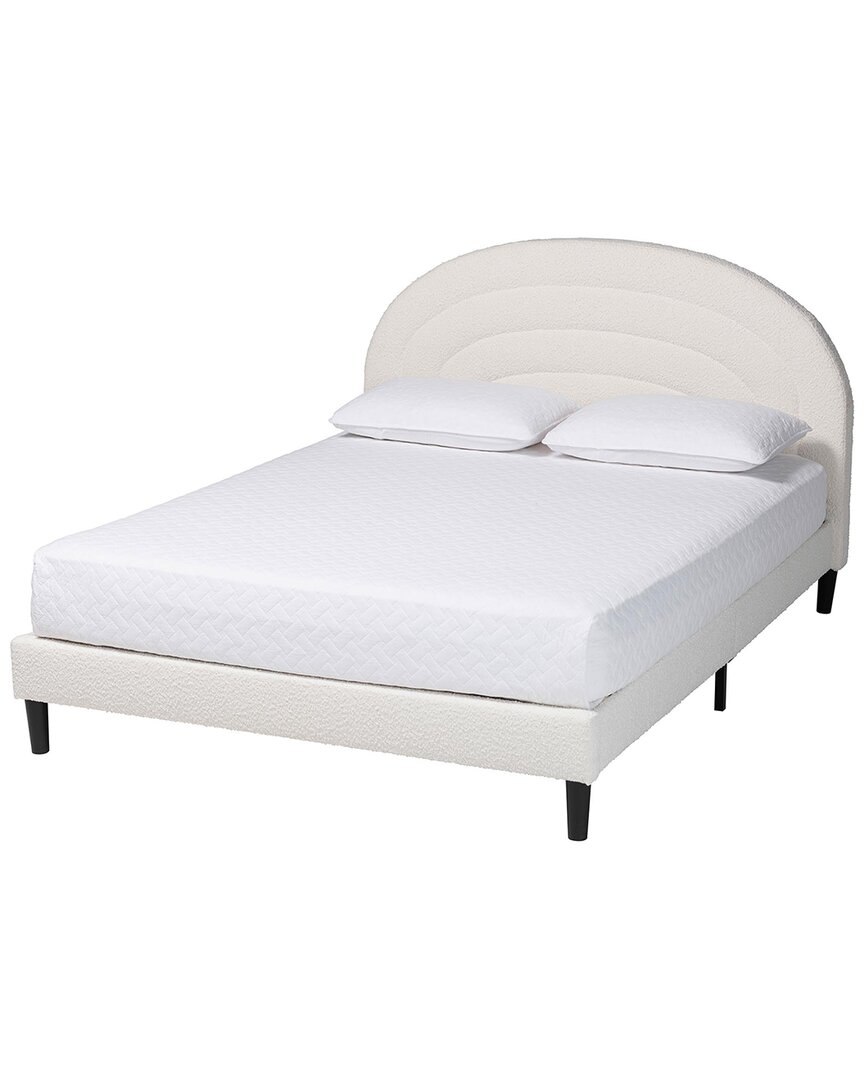 Baxton Studio Pelagia Boucle Upholstered Platform Bed In White