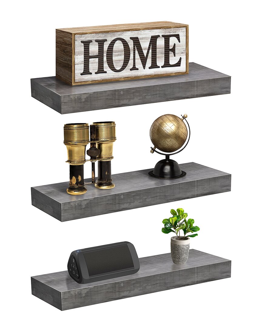 Sorbus 3 Tier Wall Mount Floating Shelves In Nocolor
