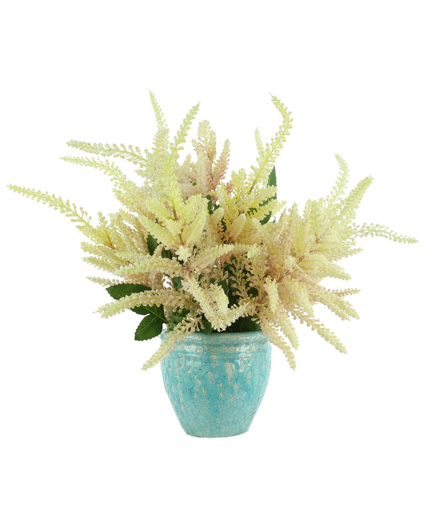 Creative Displays Cream And Astilbe Bouquet In A Ceramic Vase