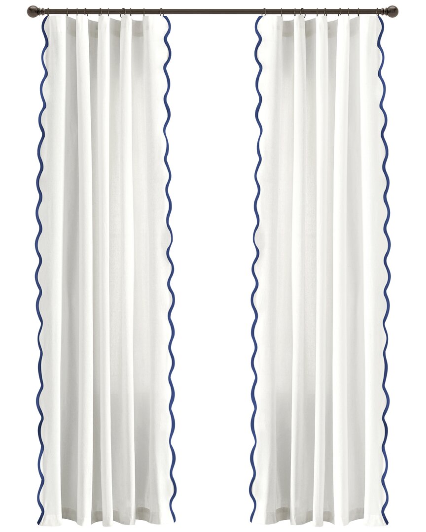 Triangle Home Coastal Chic Scallop Edge Window Curtain Panels Set In Grey