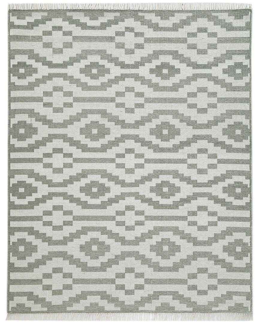 Obeetee Flatweave Aurora Wool Rug In Green