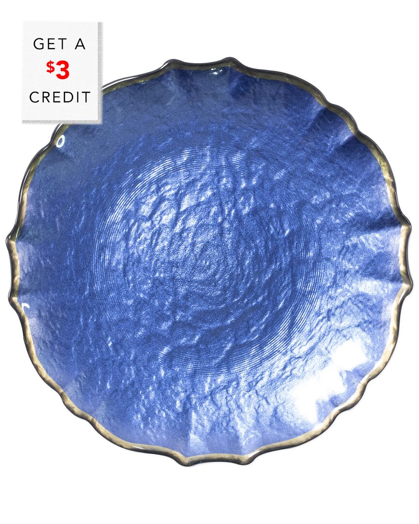Vietri Viva By Baroque Glass Cobalt Salad Plate With $3 Credit