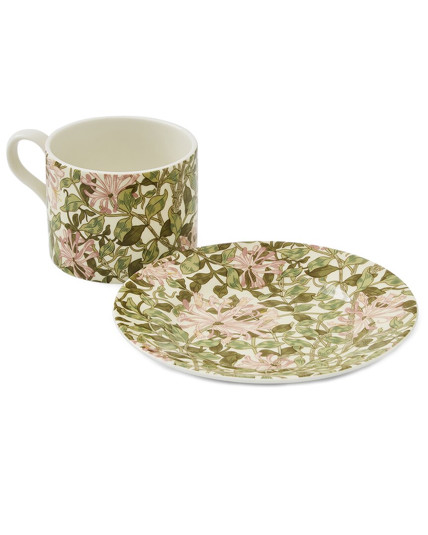Spode Morris & Co Honesuckle Teacup & Saucer In Multicolor