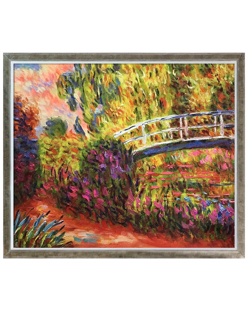 La Pastiche The Japanese Bridge (the Water-lily Pond, Water Irises) Framed Art Print In Multicolor