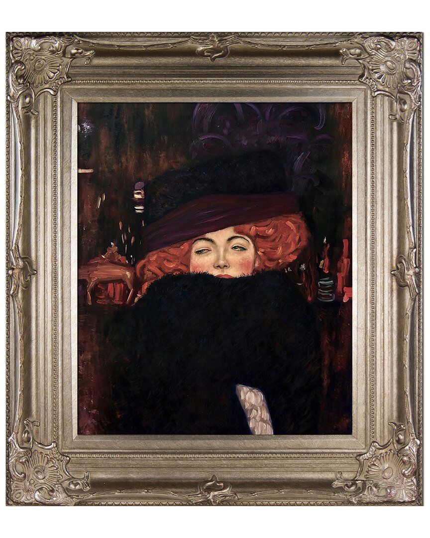 Overstock Art La Pastiche By Overstockart Lady With Hat And Feat In Multicolor