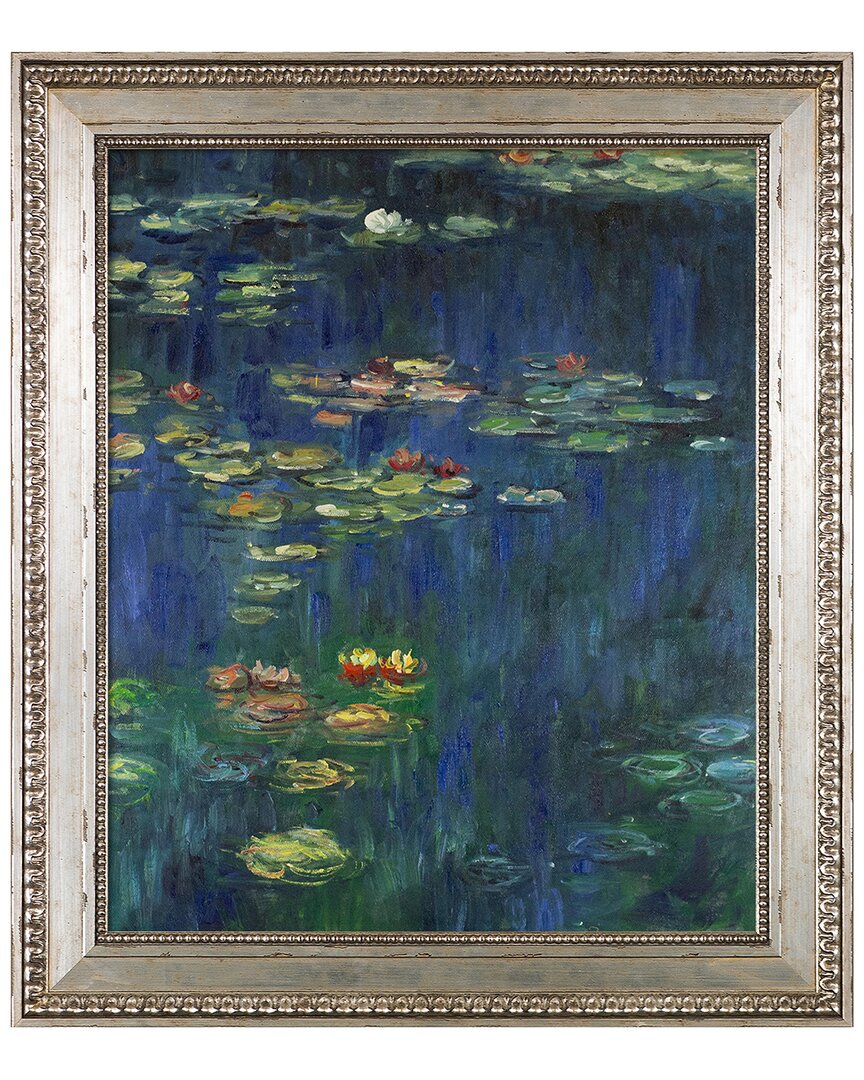 La Pastiche Water Lilies, Green Reflection, Detailed Framed Art Print In Multicolor