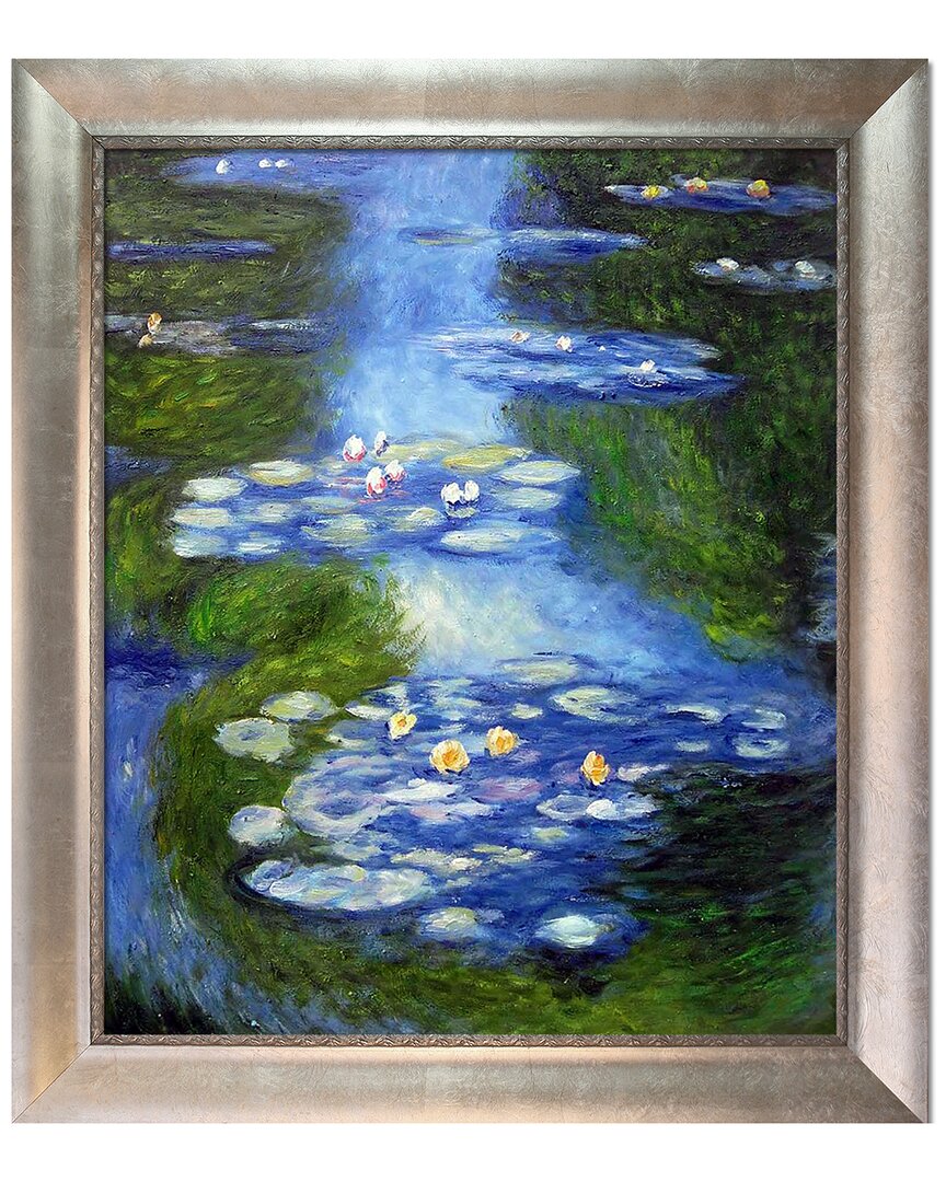 La Pastiche Water Lilies, Blue-green Framed Art Print In Multicolor