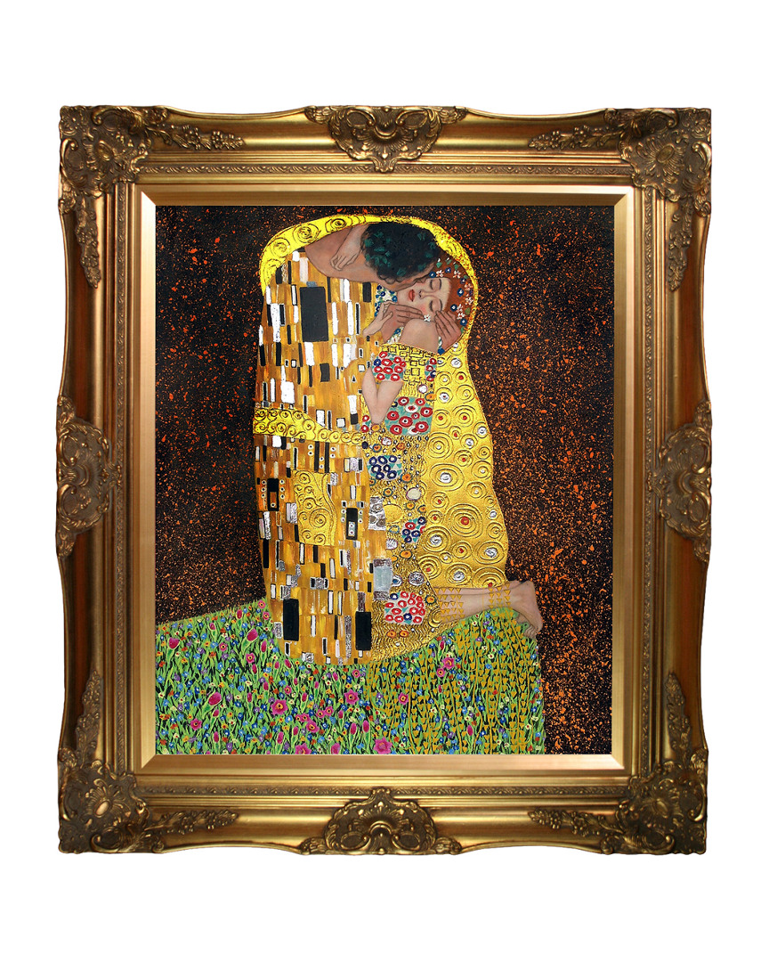 Overstock Art The Kiss Fullview (metallic Embelished) By Gustav Klimt Oil Reproduction