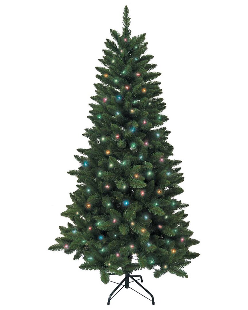 Kurt Adler 6-foot Pre-lit Green Pine Tree With Multicolored Lights In Green