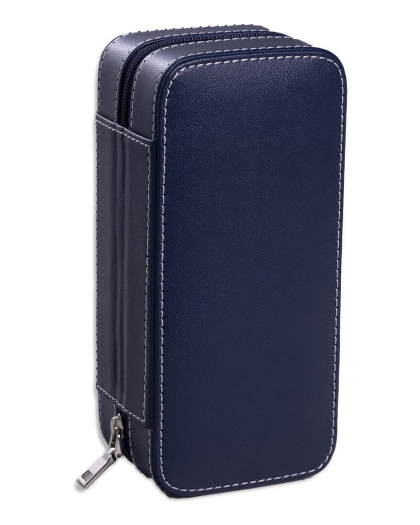 Bey-berk Davidson Blue Leather Double Watch Travel Case