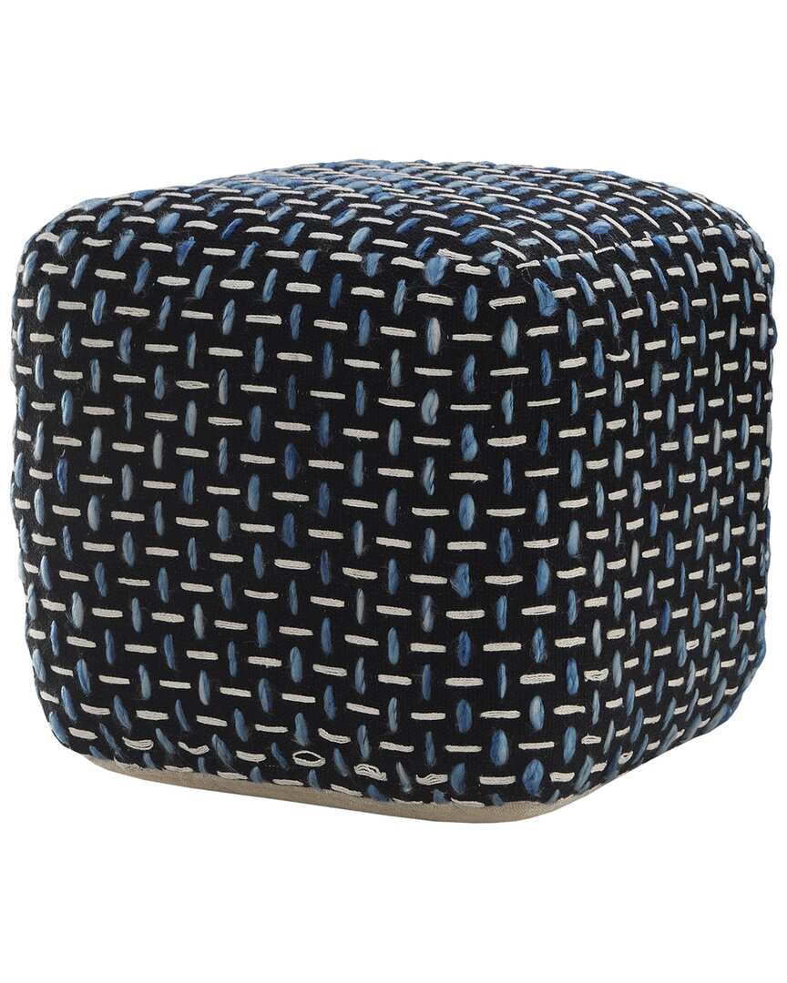 Lr Home Modern Interwoven Geometric Pouf In Black