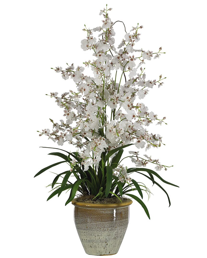 Nearly Natural Triple Dancing Lady Silk Flower Arrangement In White