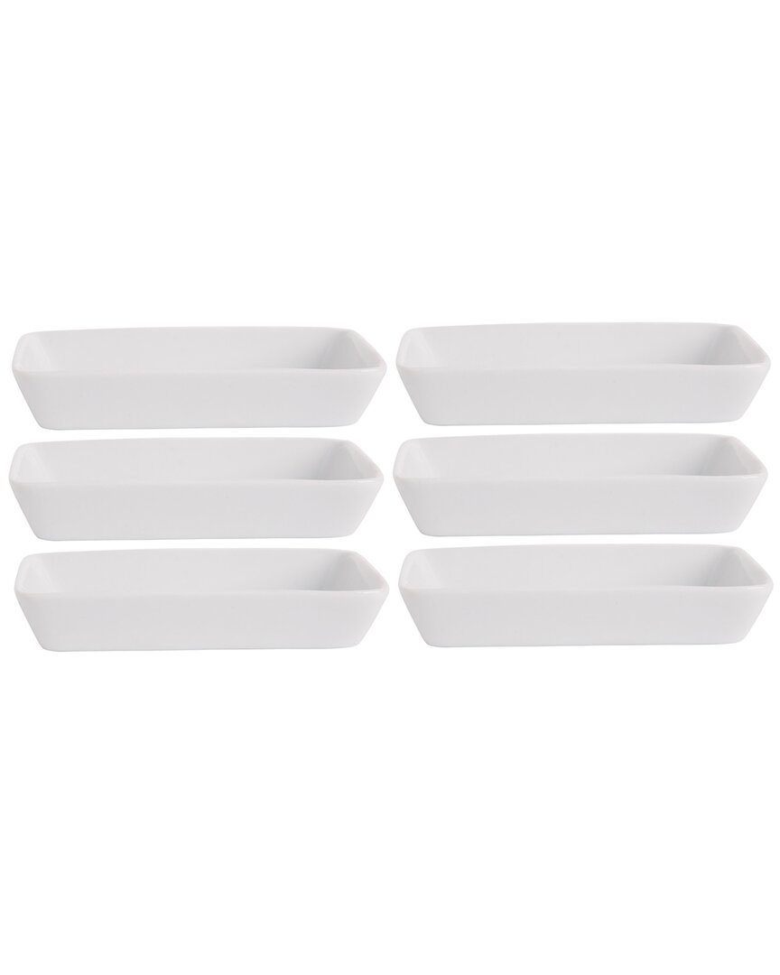 Home Essentials Set Of 6 4x3 Rectangle Mini Tapas Plates In White