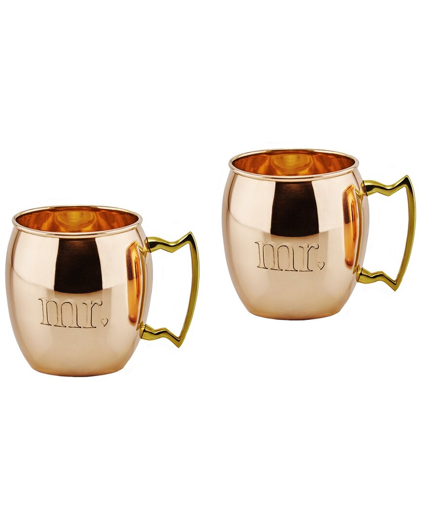 OLD DUTCH INTERNATIONAL MR AND MR SOLID COPPER MOSCOW MULE MUGS (SET OF 2)