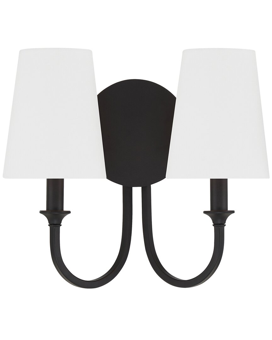 Crystorama Bromley 2 Light Black Forged Wall Mount In Black