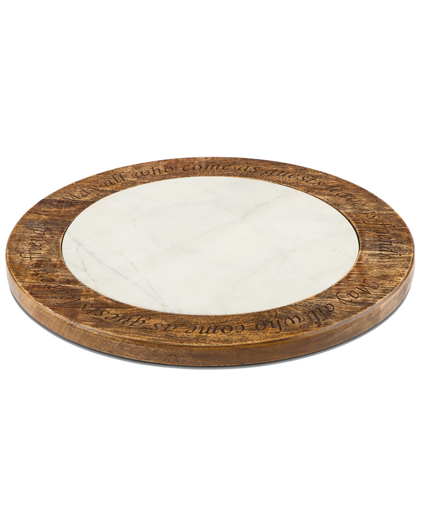 Gerson International Antiquity Collection Marble Wood & Metal Tray